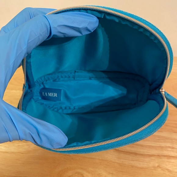 La Mer Teal Faux Suede Cosmetic Bag - Picture 7 of 11